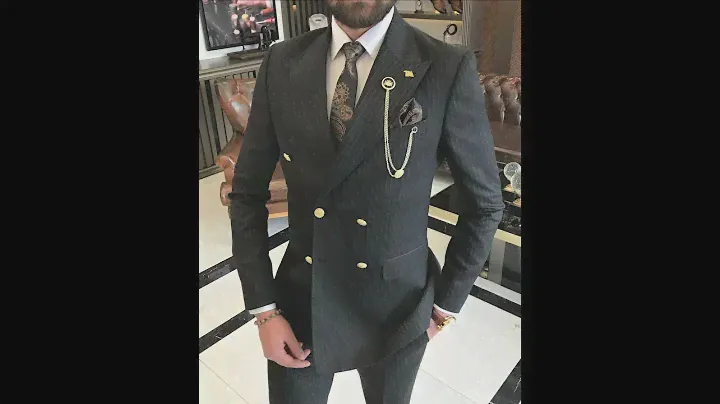 BespokeDaily Hamden Black Slim Fit Double Breasted Pinstripe Suit