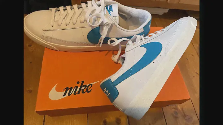 Nike Blazer Low Leather in laser blue, white and sail
