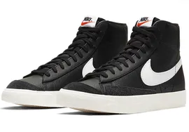 Nike Blazer Mid, черные с белым, кожа, нубук, женские
