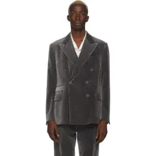 Ralph Lauren Purple Label Grey Velvet Kent Blazer